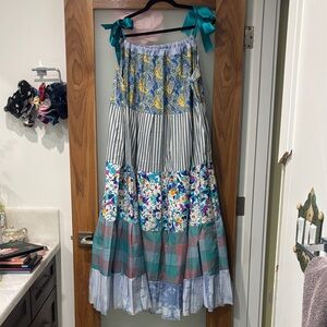 Tiered Bohemian Maxi Dress in Multi-Color Patchwork